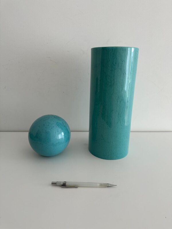 Vaso alto + Esfera — Resina — Cor azul tiffany