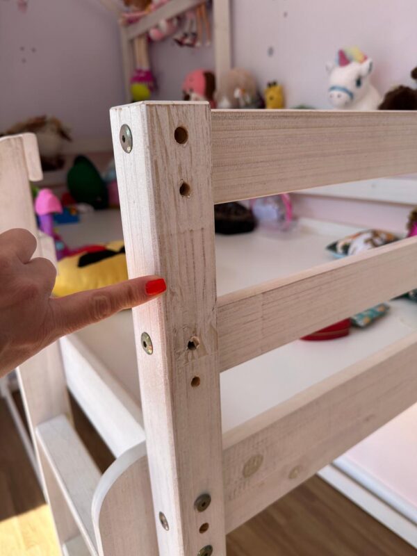 CAMA beliche infantil Montessoriana — Casinha no segundo andar — Estrado — Madeira com pintura branca como pátina — Placa em MDF maciça cobrindo o estrado - Image 4