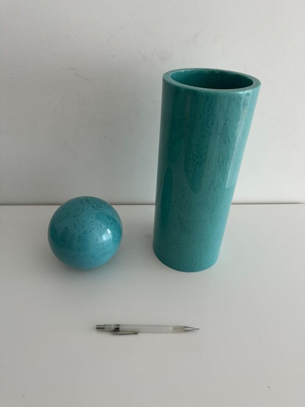 Vaso alto + Esfera — Resina — Cor azul tiffany - Image 4