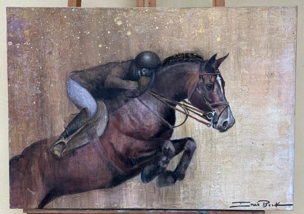 Tela Canvas — Série CAVALOS — CAVALO MARROM + CAVALEIRO — Artista Plástico IRAÊ BECK