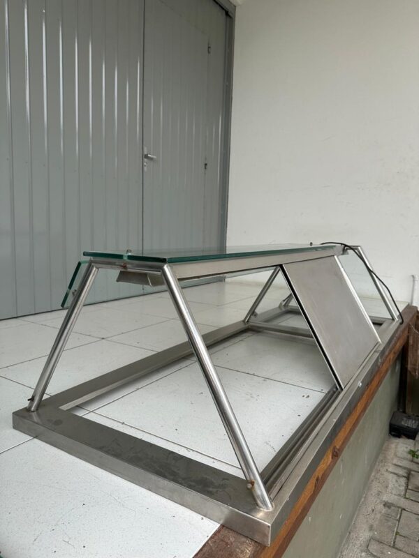 Estrutura trapezoidal em AÇO INOX 304 — Porta dupla inox de correr