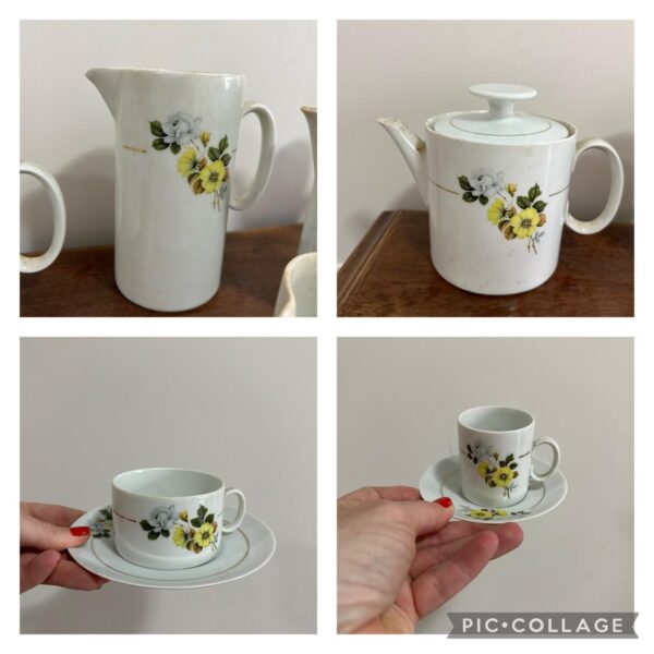 Conjunto de Café — PORCELANA RENNER — Detalhe floral amarelo — 31 peças - Image 3