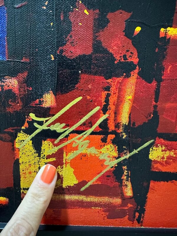 Tela de pintura em óleo — Abstrato — Joel Aguiar — Anos 2000 Moldura singela preta - Image 3