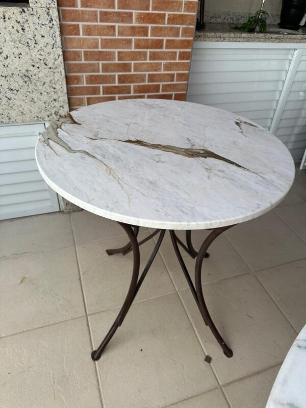 MESA lateral ou de apoio — Mármore CALACATTA + FERRO retorcido no pé central — Peça de classe ! - Image 6