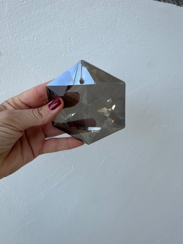 LUSTRE PENDENTE — CRISTAIS NACARADOS EM PRETO — METAL PRETO - Image 3