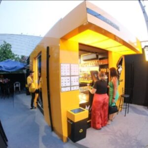 CONTAINER MODULAR — LOJA SEMI-PRONTA — 3 ENTRADAS — COBERTURA LATERAL TRANSLÚCIDA — PONTOS ÁGUA E ENERGIA