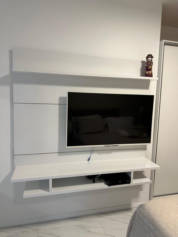 PAINEL PARA TV COM RACK SUSPENSO — MDP — LACA BRANCA - Image 2