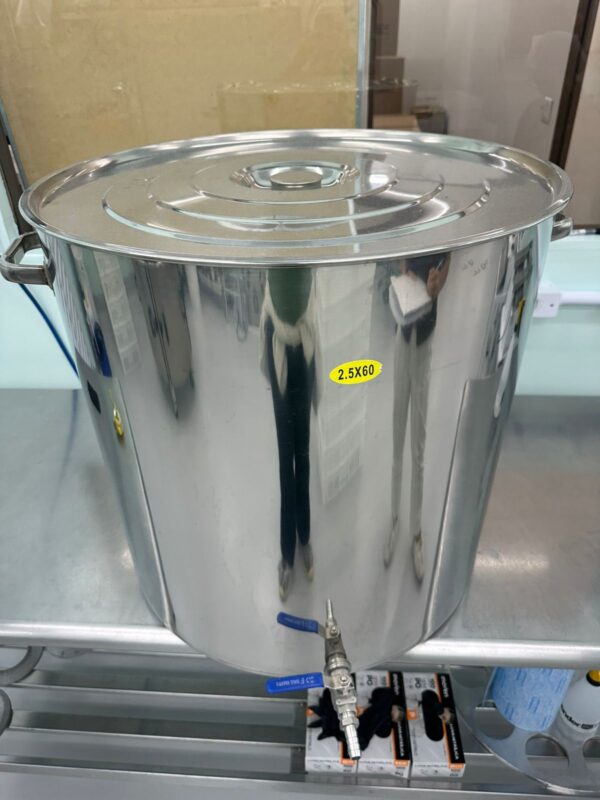 CALDEIRÃO INOX — N60 — COM TAMPA — COM TORNEIRA — COM FUNDO PENEIRA PARA DRENAGEM — 160 LITROS — NUNCA USADO - Image 3