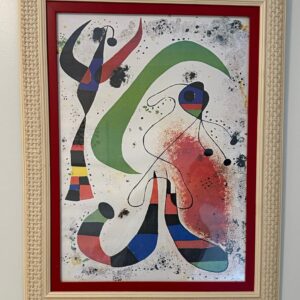 2 GRAVURAS — IMPRESSÃO — COLORIDAS — MIRÓ — MOLDURA MADEIRA