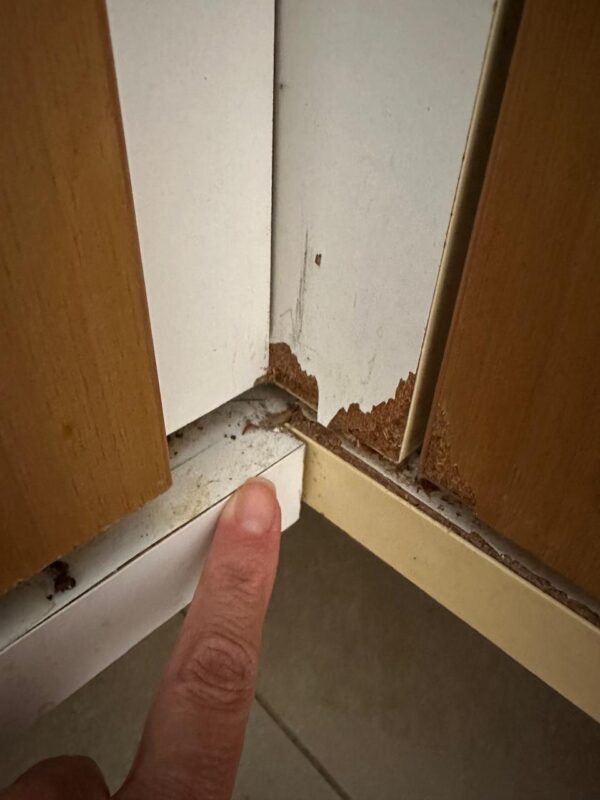 COZINHA DE BANCADA EM L — MDF — SIMPLES, DA CRIARE — PORTAS BEM BOAS — PARTES INTERNAS QUE PRECISAM SER SUBSTITUÍDAS, ASSIM COMO ALGUMAS DOBRADIÇAS - Image 7