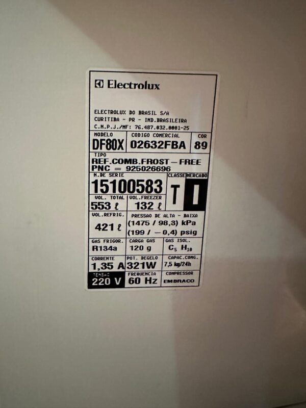 GELADEIRA — ELECTROLUX — MODELO INFINITY — INOX — 553 LITROS - Imagem 5