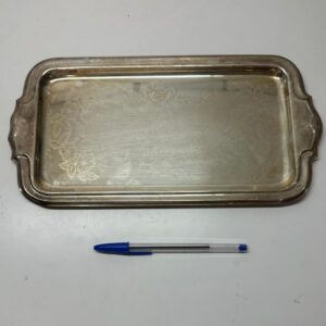 BANDEJA EM BANHO DE PRATA - RETANGULAR -PEQUENA - LINDA