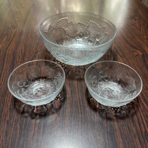 CONJUNTO DE 3 BOWLS DE VIDRO ALTO RELEVO — B045.229