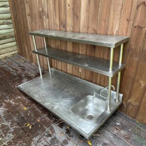 BANCADA INOX SEM BASE COM CUBA E COM 2 PRATELEIRAS SUPERIORES — N021.08