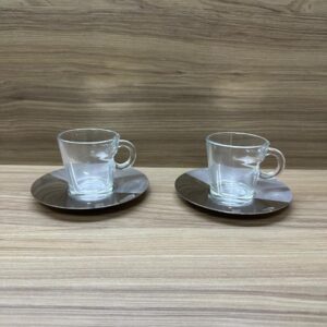 2 XÍCARAS VIDRO + INOX - NESPRESSO — I016.108