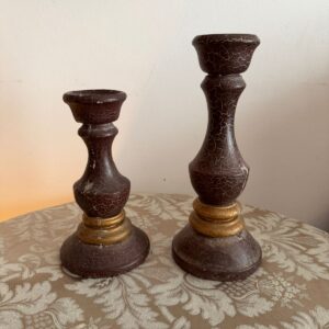 PAR DE CASTIÇAIS EM MADEIRA - INDIANOS — J067.07