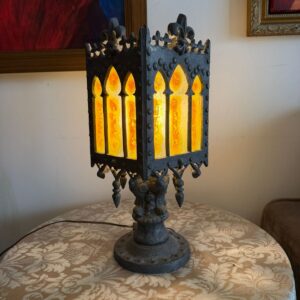 ABAJOUR DE ESTANHO - ANTIGO - FLOR-DE-LIS — J067.09