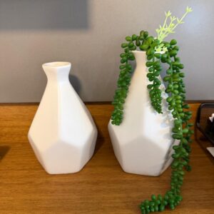 PAR DE VASOS CERÂMICA - FORMATO GEOMÉTRICO - ESMALTADO FOSCO COR FENDI — W008.23