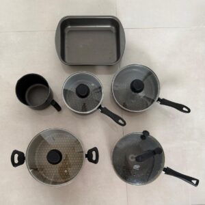 COMBO DE COZINHAR: PANELAS REFRATÁRIAS + PANELA DE PIPOCA + FORMA RETANGULAR — W008.32