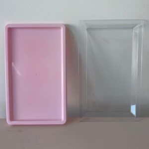 LOTE ÚNICO: 8 BANDEJAS ACRÍLICO - ROSA E TRANSPARENTE - MODELOS DIFERENTES ENTRE SI — J070.32