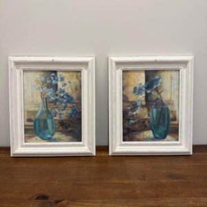 PAR DE QUADRINHOS - GRAVURAS - MOLDURA MADEIRA - PROVENÇAL - VIDRO ANTI-REFLEXO — B050.06