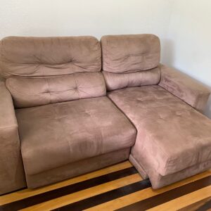 SOFÁ RETRÁTIL - SUEDE COR CAFÉ COM LEITE - ENCOSTO RECLINÁVEL - BIPARTIDO — C096.01