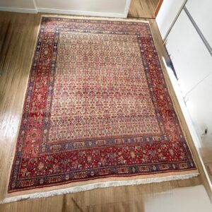 TAPETE IRANIANO - MANUFATURADO - CERTIFICADO - TOM PREDOMINANTE VERMELHO ESCURO — R003.430