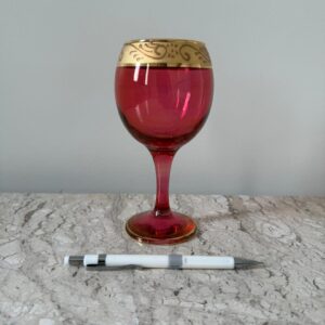 LOTE ÚNICO - 6 TAÇAS DE CRISTAL TURCO - NA CAIXA - ORIGINAL - BORDA OURO — R003.444