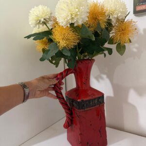 JARRA DE CERÂMICA + ARRANJO FLORES PERMANENTES - ARTIFICIAL — S086.27