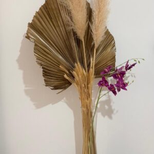 ARRANJO DE FLORES SECAS E ARTIFICIAL - VIDRO — G048.411