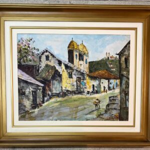 ÓLEO SOBRE TELA - ARTISTA PLÁSTICO DURVAL PEREIRA - OBRA "IGREJAS EM OURO PRETO" - ANOS 1970 — R003.450