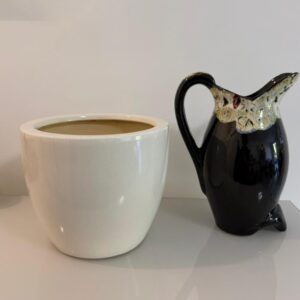 DUPLA FUNCIONAL - JARRA EM CERÂMICA ESMALTADA - ANTIGA + CACHEPOT — A135.07