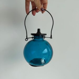 PAR DE LAMPARINAS - VIDRO AZUL + METAL — H019.12