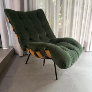 POLTRONA - MODELO COSTELA - VELUDO VERDE MUSGO - RÉPLICA LAMINADA — A134.53