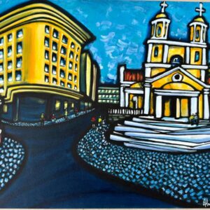 ÓLEO SOBRE TELA - ARTISTA PLÁSTICO ALEXANDRE FREIRE - OBRA DA SÉRIE AQUI E ALI - "A ESQUINA DA MINHA VIDA" - ANO 2005 — G060.13