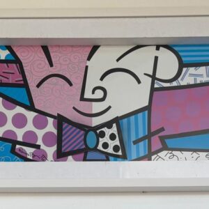 QUADRO COM GRAVURA NO ESTILO POP-UP - RÉPLICA DO QUADRO ABRAÇO DE ROMERO BRITTO — A136.08